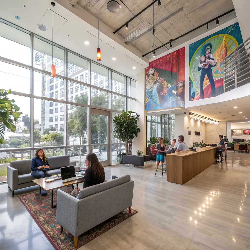 Modern coworking lobby